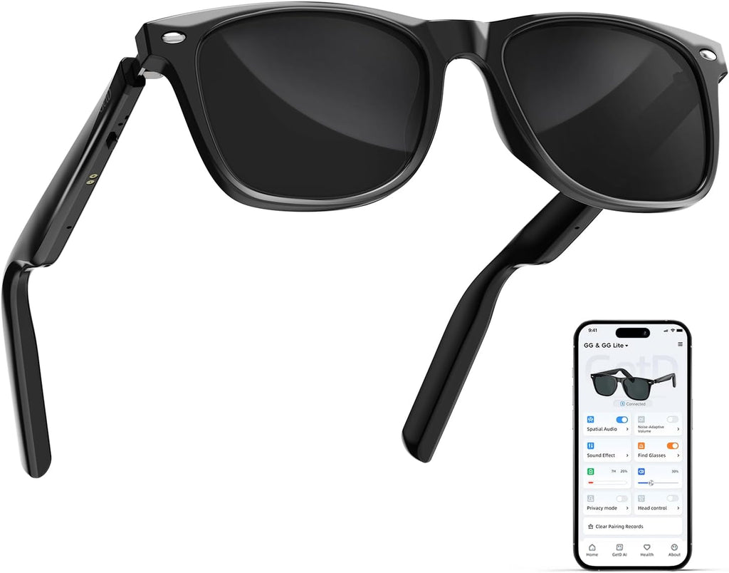 AI Smart Translator Sunglasses – Black Square Frame for Men & Women