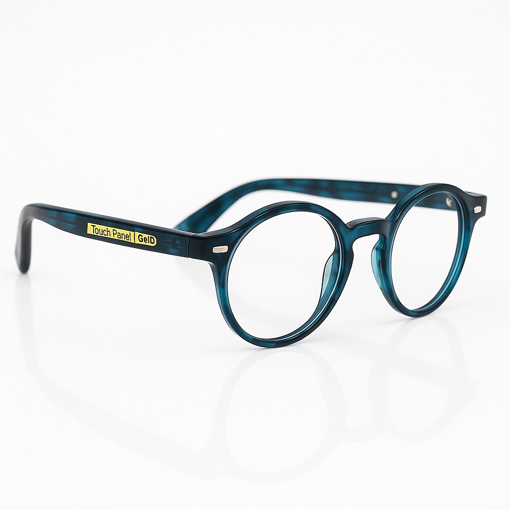 AI Smart Translator Photochromic Glasses – Blue Tortoise Round Frame for Men & Women