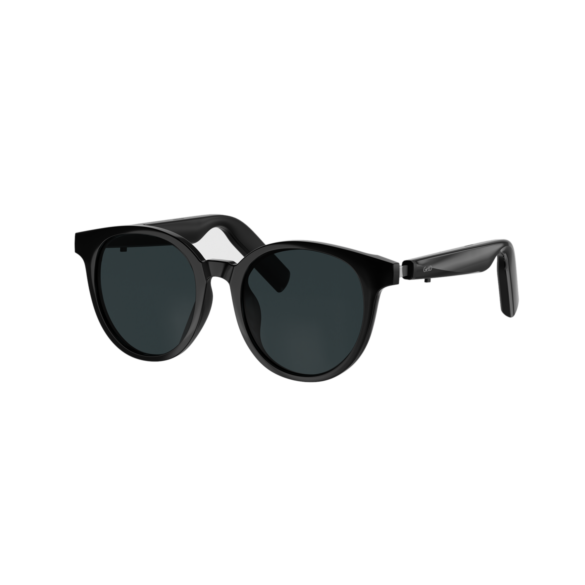 AI Smart Translator Sunglasses – Black Round Frame for Men & Women