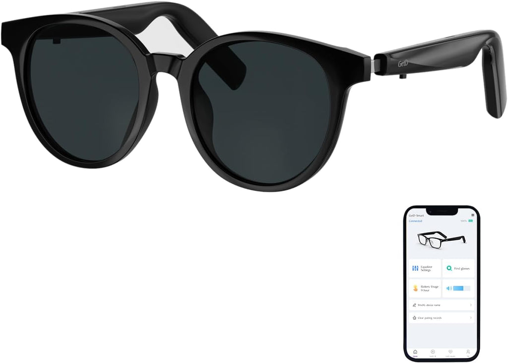 AI Smart Translator Sunglasses – Black Round Frame for Men & Women