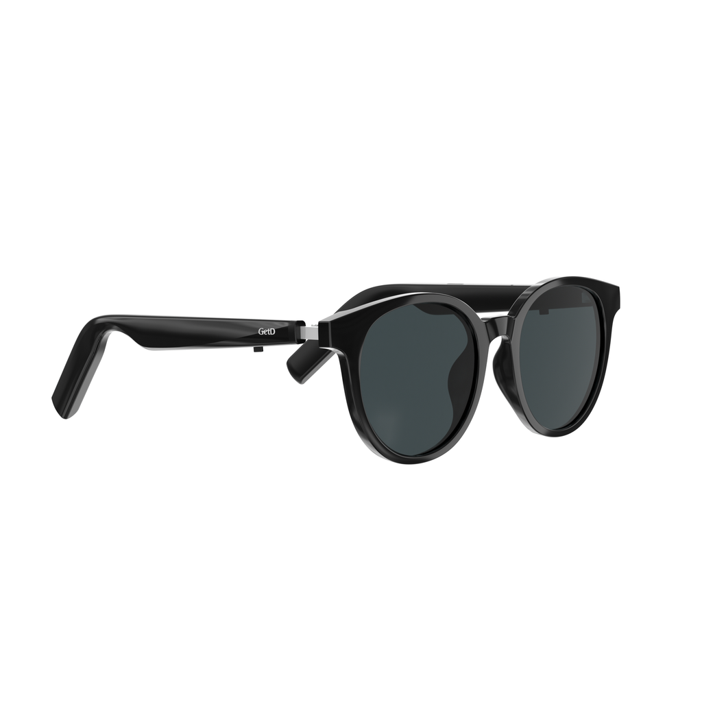 AI Smart Translator Sunglasses – Black Round Frame for Men & Women