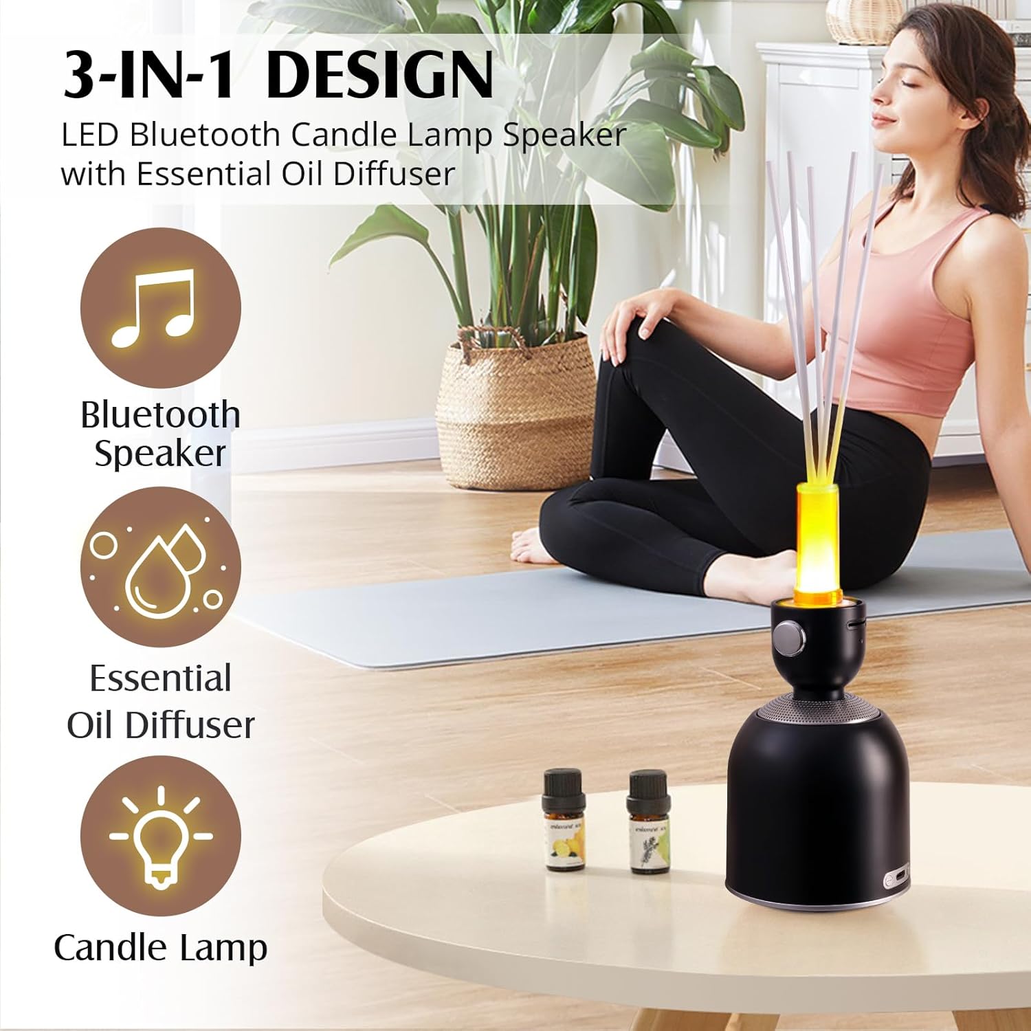 Aroma Oils Essential Diffusers - 3 in 1 Essential Oil Diffuser with Bluetooth Speaker