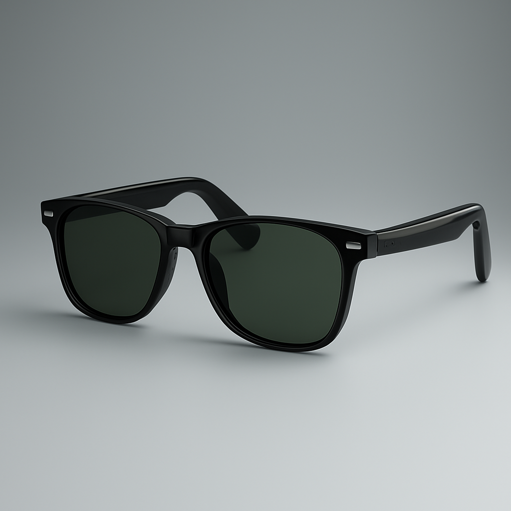 AI Smart Translator Sunglasses – Black Square Frame for Men & Women