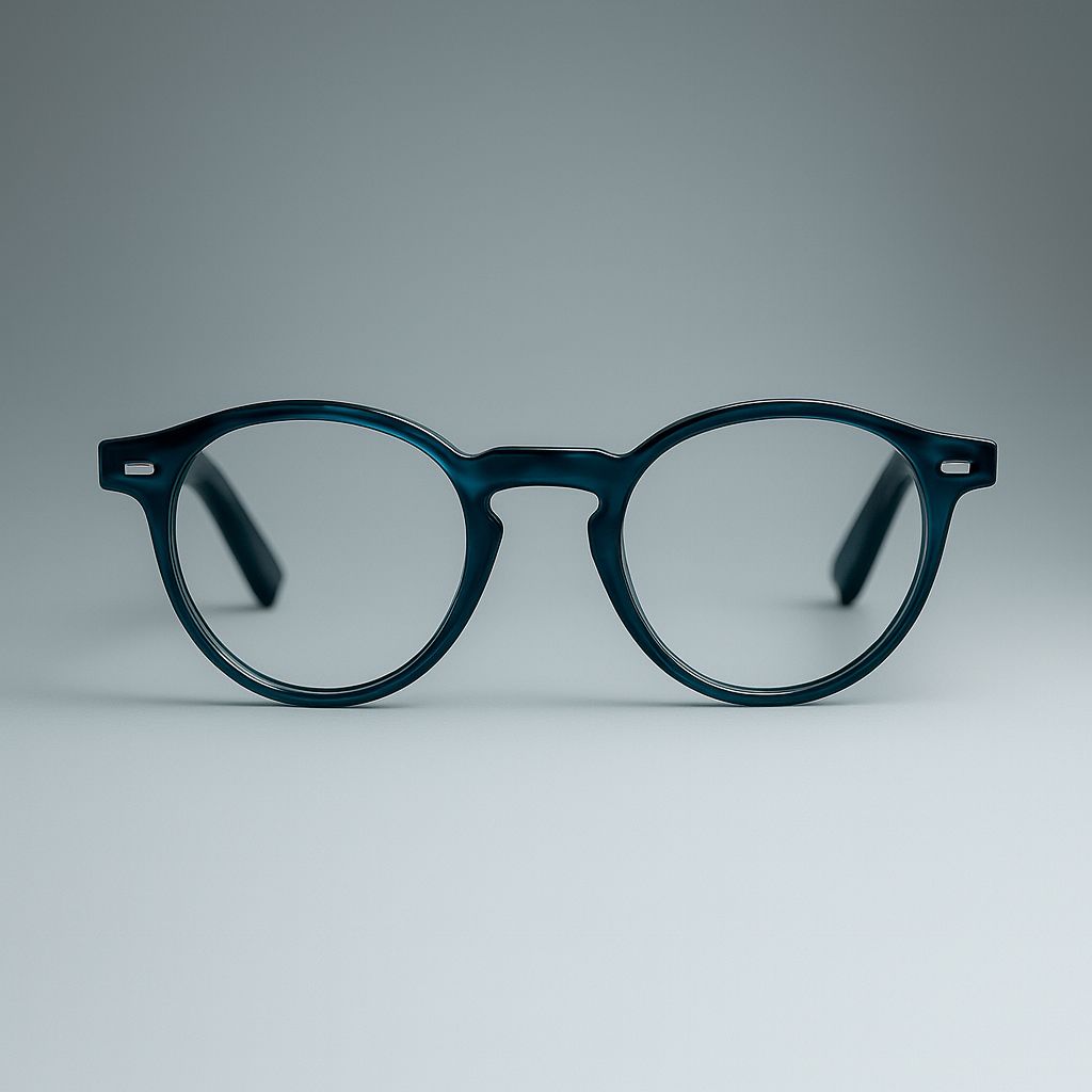 AI Smart Translator Photochromic Glasses – Blue Tortoise Round Frame for Men & Women