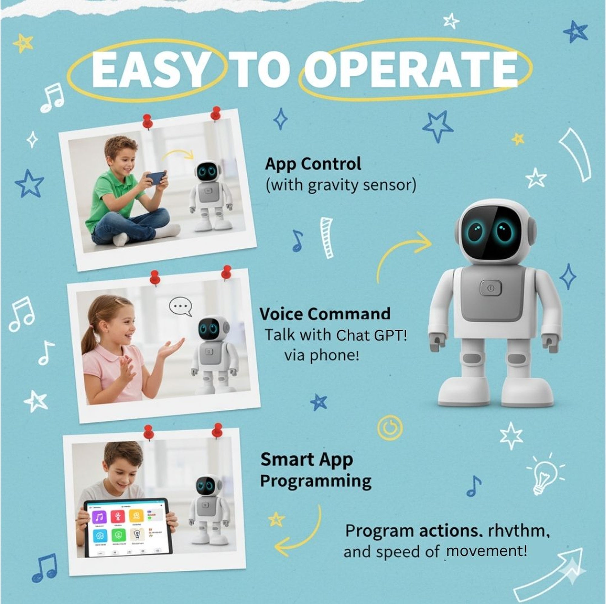 Smart Robot Companion | App-Controlled, ChatGPT Talking & Dancing Robot, STEM Gift for Kids  and Tech lovers