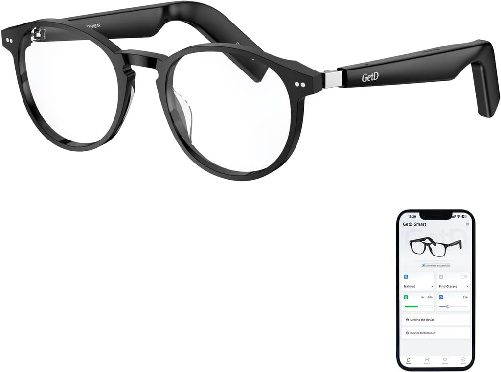 AI Smart Translator Polarized Glasses – Black Round Frame for Men & Women