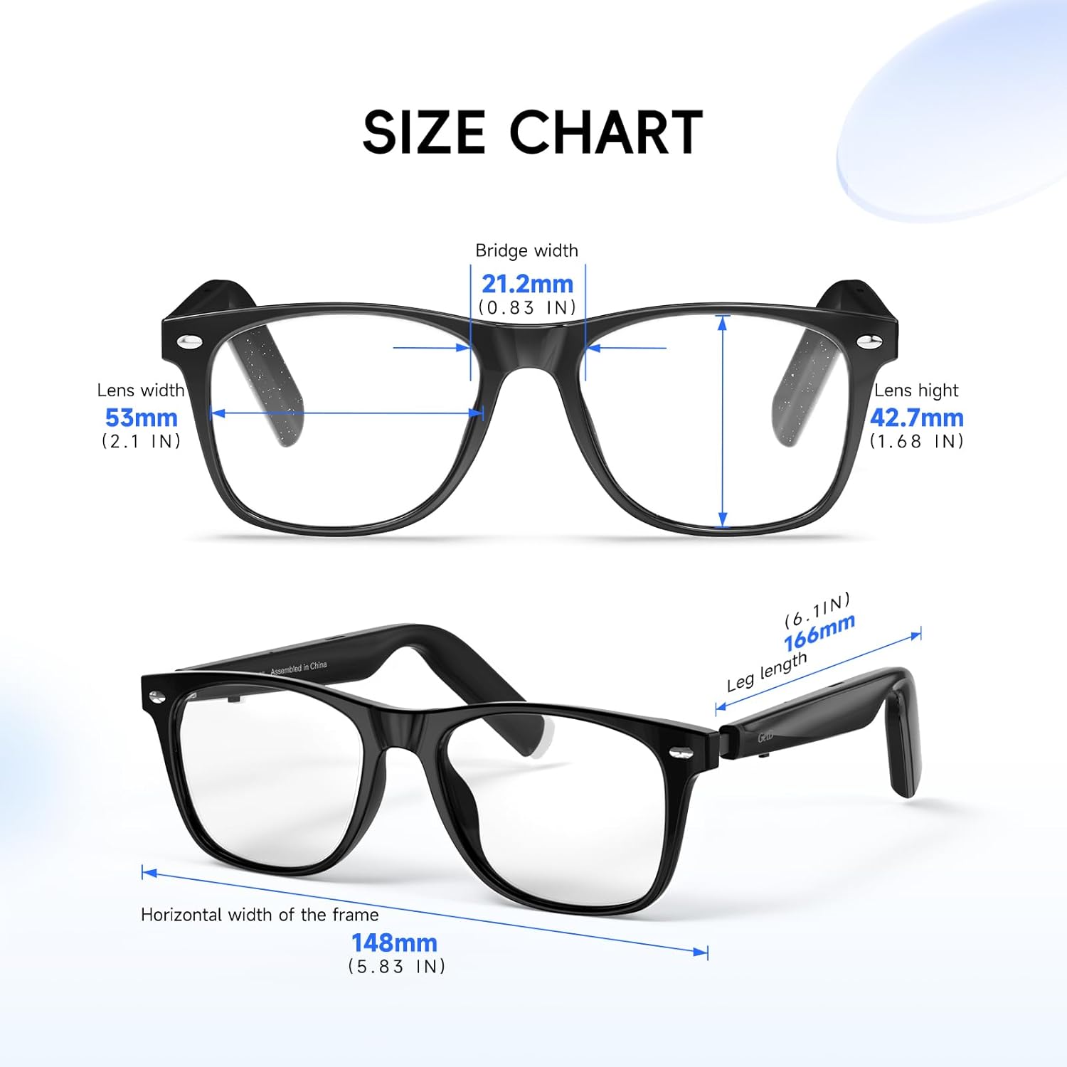 AI Smart Translator Polarized Glasses – Black Square Frame for Men & Women